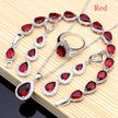 Water Drop Silver 925 Jewelry Red Ruby White Topaz Jewelry Sets Women Long Earrings/Pendant/Necklace/Rings/Bracelet Dropshipping