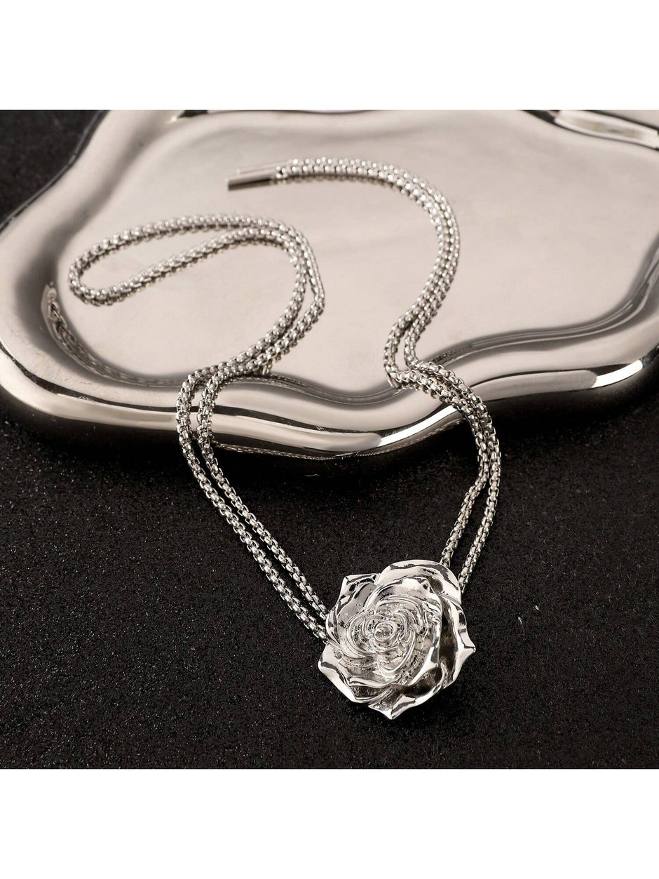 1Pc Geometric Charm Y Lariat Necklace, Stainless Steel Jewelry