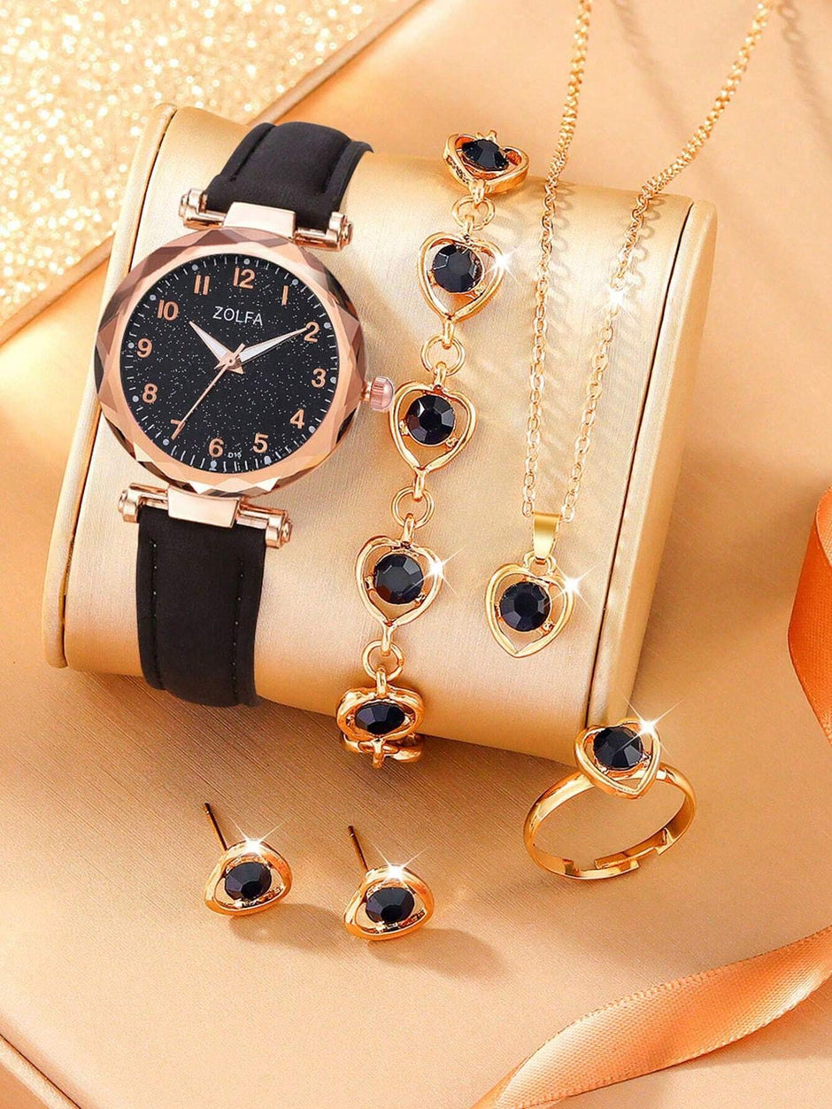 5Pcs Cute White Silicone Watch Girls Quartz Watch Necklace Bracelet Earrings Jewelry Jewelry Set Halloween Gift Christmas Gift Friends the Best Choice