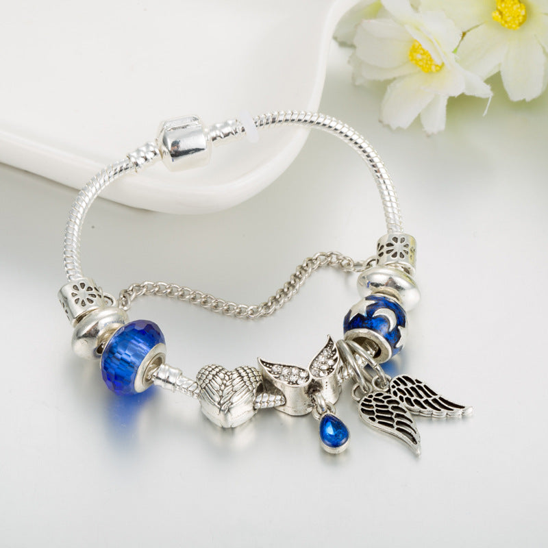 Blue Crystal Angel Wing Bracelet