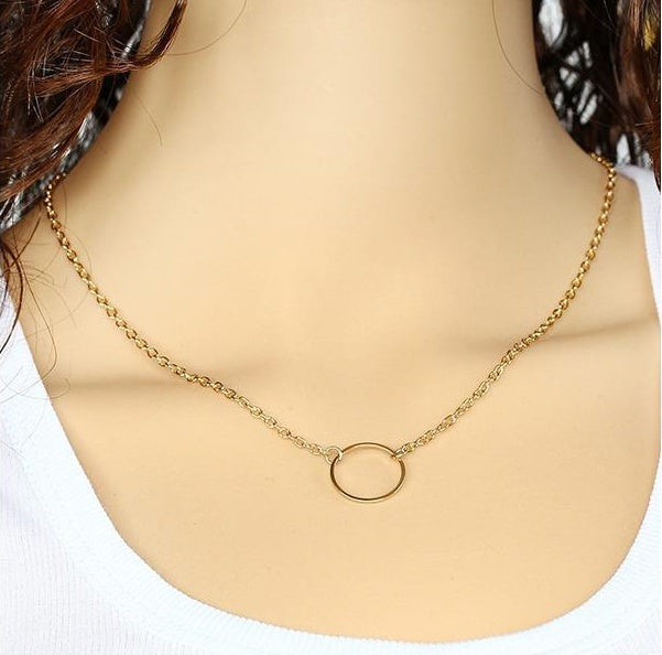 Gold Lariat Drop Pendant Necklace