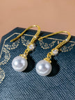 1Pair White Faux Pearl Drop Dangle Earrings for Women Girls Exquisite Daily Jewelry Elegant Wedding Holiday Gift