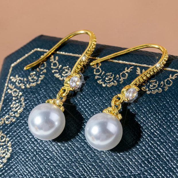 1Pair White Faux Pearl Drop Dangle Earrings for Women Girls Exquisite Daily Jewelry Elegant Wedding Holiday Gift