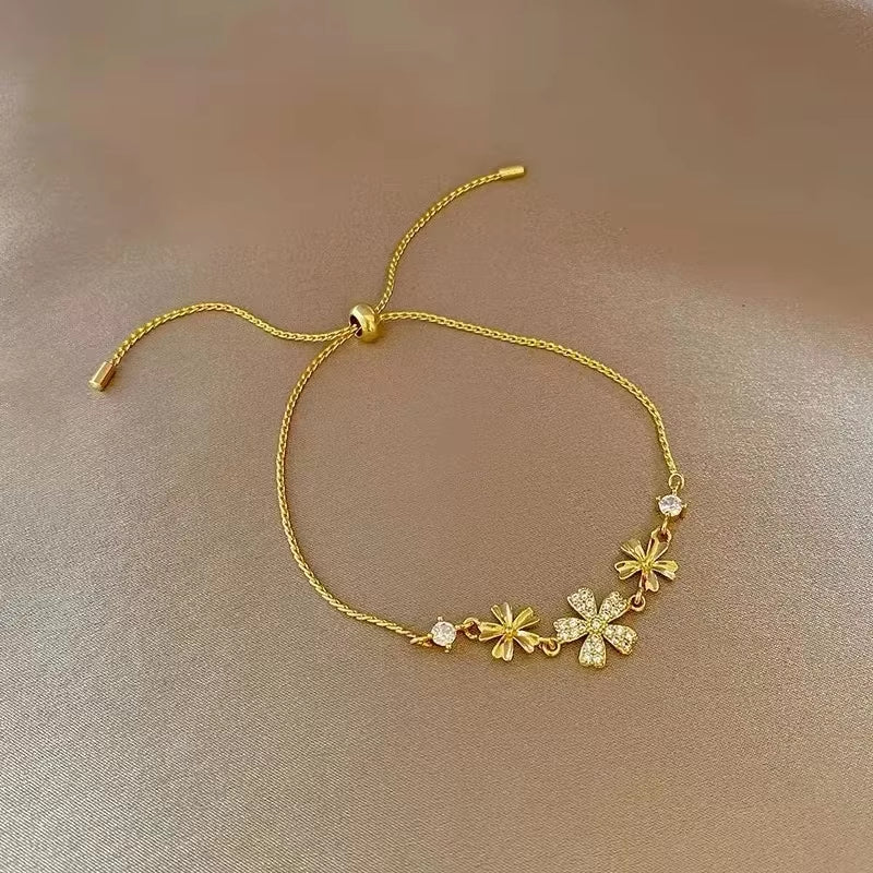 New Luxurious Geometry Square Green Crystal Bracelets Women Fashion Exquisite Butterfly Love Heart Metal Bracelets Set Jewelry