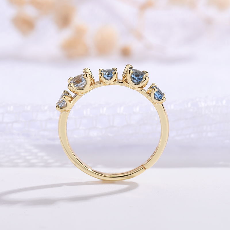 Gradient Blue Topaz & Zircon Ring
