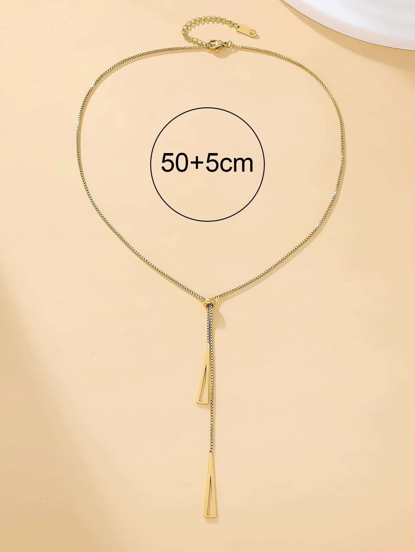 1Pc Geometric Charm Y Lariat Necklace, Stainless Steel Jewelry