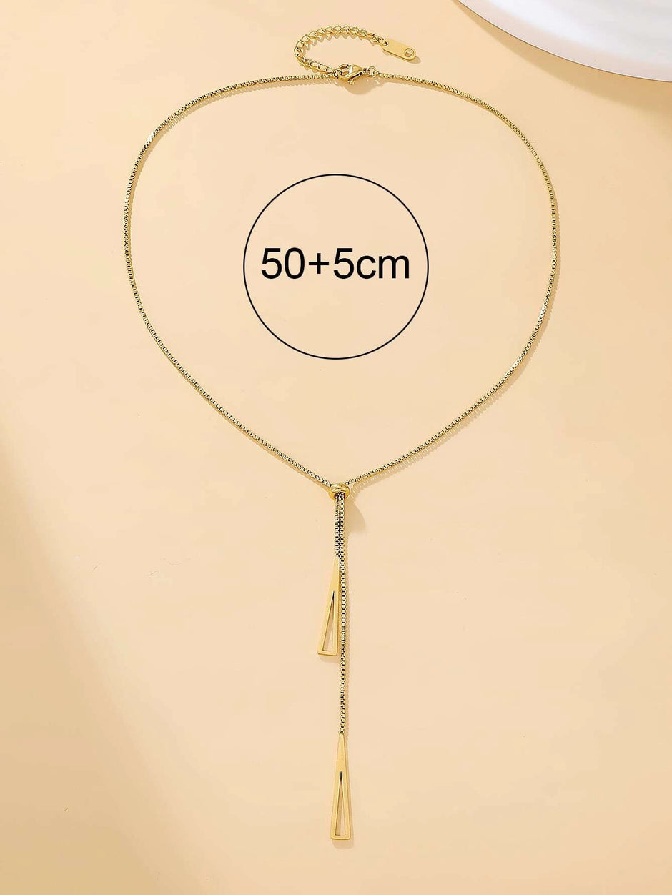 1Pc Geometric Charm Y Lariat Necklace, Stainless Steel Jewelry