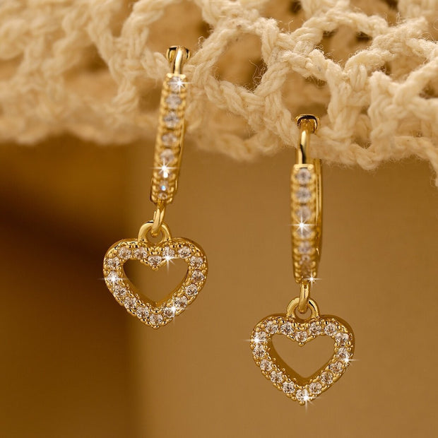 Heart Zircon Drop Earrings