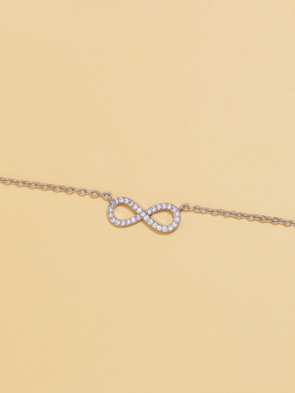 1Pc Cubic Zirconia Infinity Symbol Charm Necklace Copper Jewelry