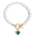 Red Crystal Heart & Pearl Bracelet