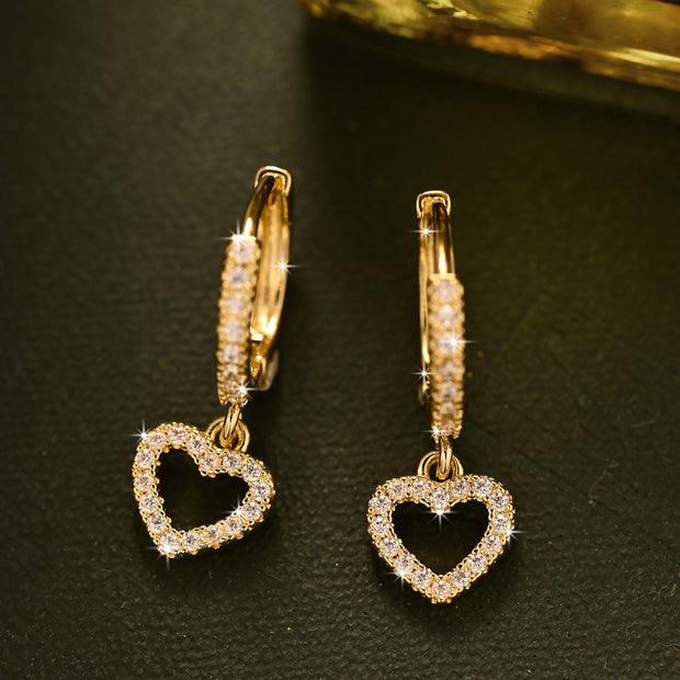Heart Zircon Drop Earrings
