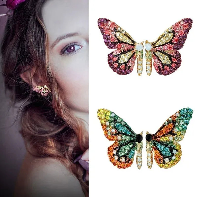 Fairy Sweet Fashion Retro Earrings Butterfly Diamond Stud Earrings Princess Earrings Woman