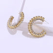 INS Baroque Rhinestone C-Shaped Semicircle Hoop Earrings Statement Jewelry for Women Shiny Crystal Stacked round Circle Earrings