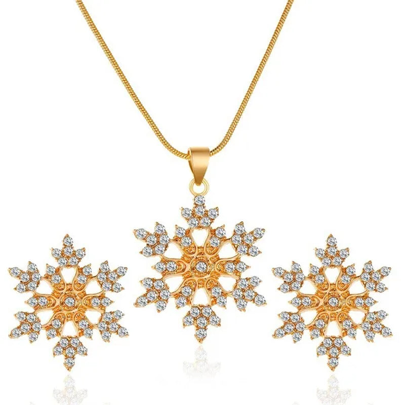 3 Pcs/Set Snowflake Necklace Earrings Christmas Luxury Jewelry Set Accessories Christmas Valentine'S Party Gifts 2021 New