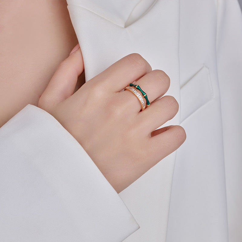 Zircon Bamboo Open Ring