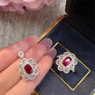 Ruby Jewelry Set - Necklace, Ring & Stud Earrings