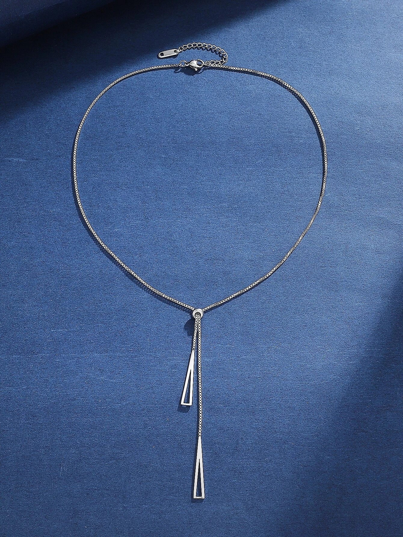 1Pc Geometric Charm Y Lariat Necklace, Stainless Steel Jewelry