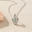 Zircon Cactus Pendant Necklace
