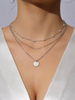 2Pcs Multi-Layer Faux Pearl round Disc Necklace (Random Pearl Quantity, Not Fixed)