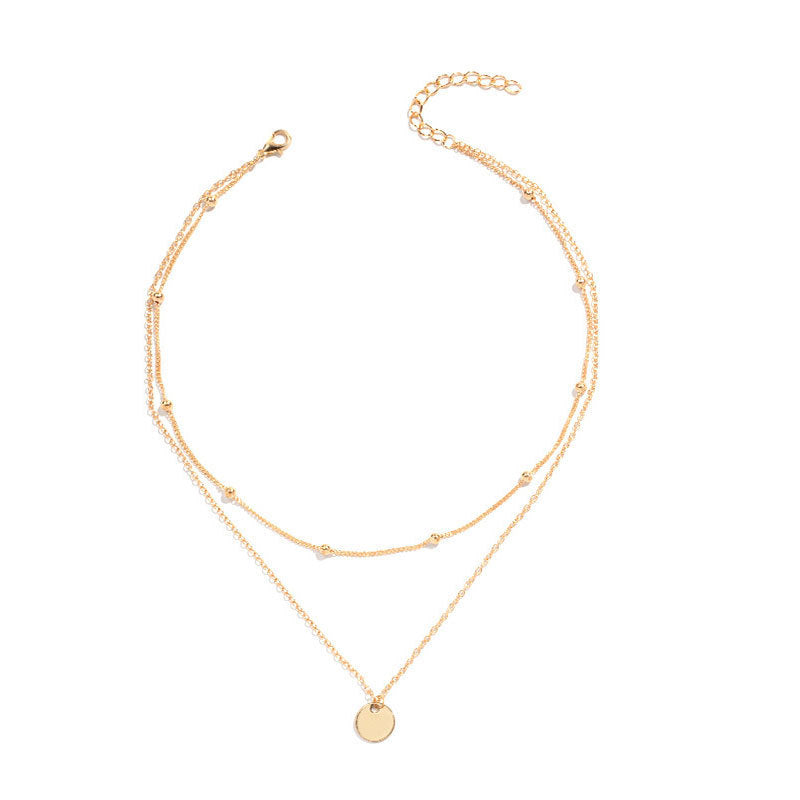 Double Disc Round Bead Necklace