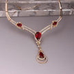 HOT Sale RED Garnet Ruby Topaz 18K Yellow/White Gold Plated Crystal Water Drop Necklace Earring Jewelry Set