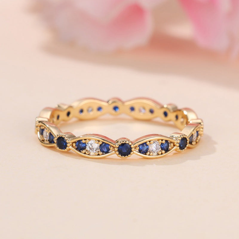 Royal Blue & White Diamond Ring