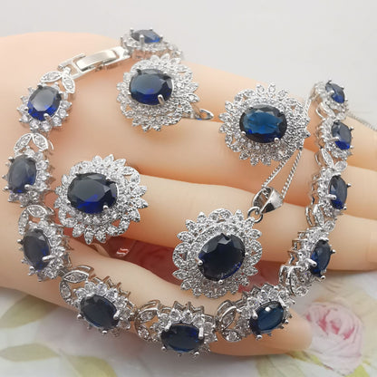 Four-Piece Jewelry Set Luxurious Temperament Garnet Red