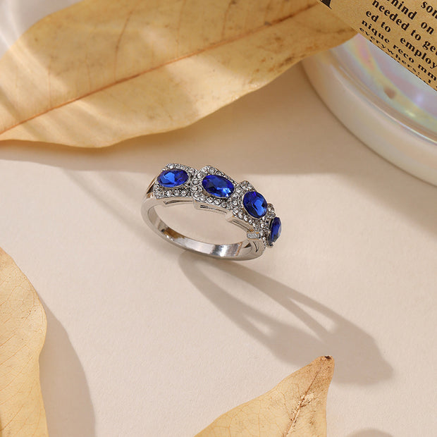 Blue Zircon Geometric Ring
