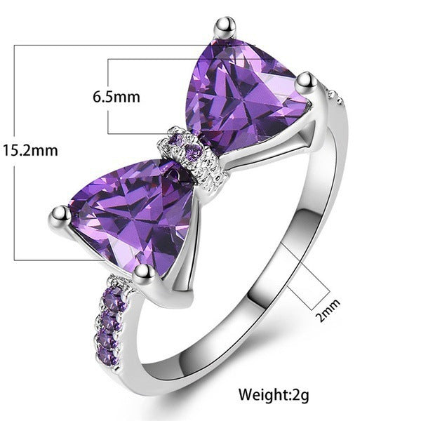 Purple Zircon Bow Ring
