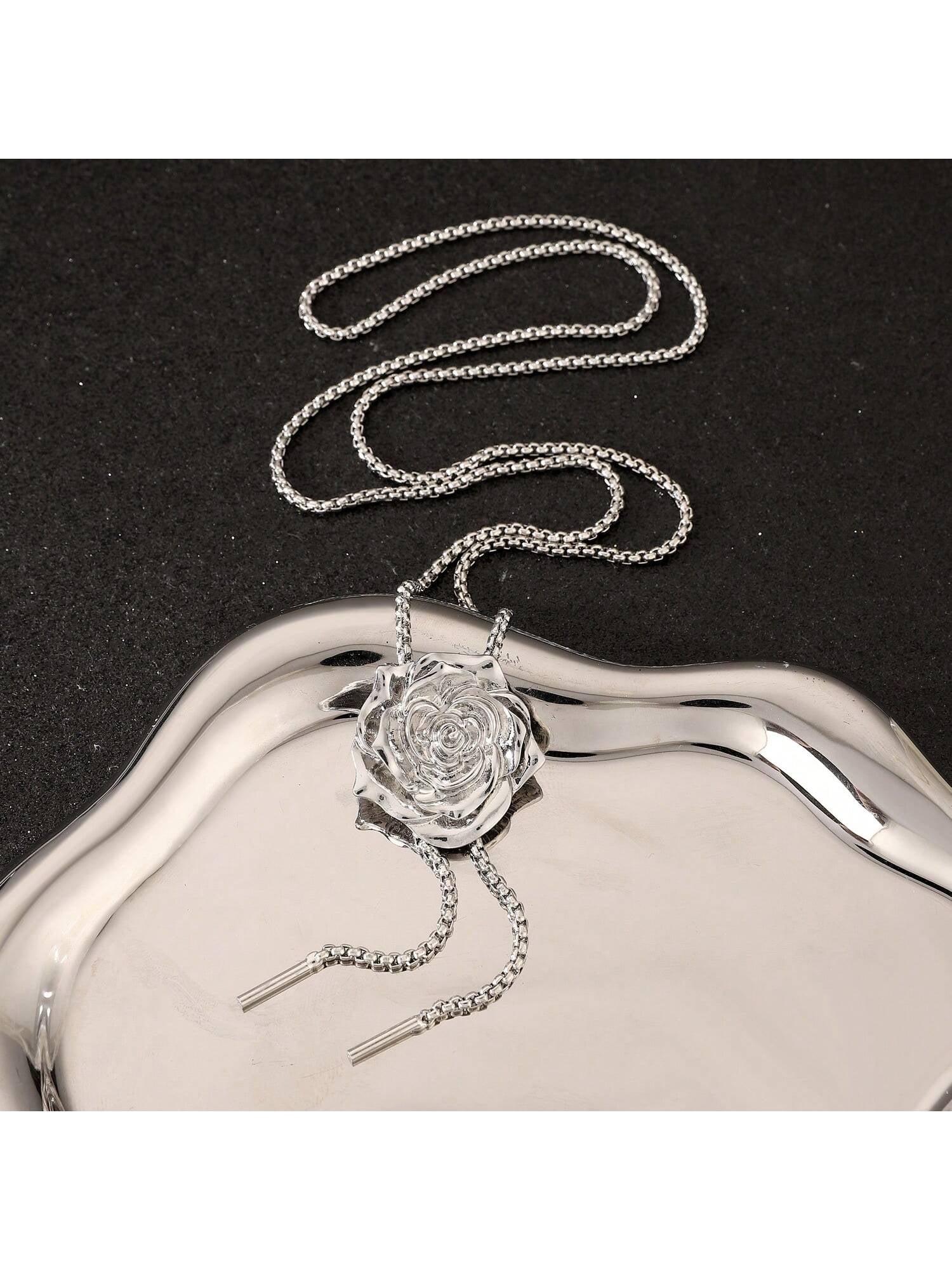 1Pc Geometric Charm Y Lariat Necklace, Stainless Steel Jewelry