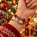 Santa & Snowman Jingle Bell Christmas Charm Bracelet – Gold