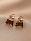 Andkiss 1Pair Square Shaped Cubic Zirconia Stud Earrings