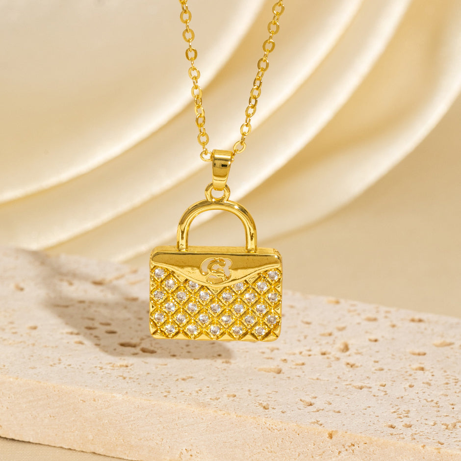 Zircon Handbag Pendant Necklace