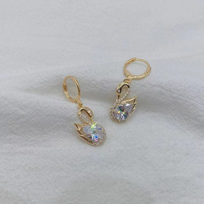 Sweet Rhinestone Swan Earrings Ins Fashion Earrings for Women Jewelry