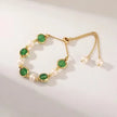 New Luxurious Geometry Square Green Crystal Bracelets Women Fashion Exquisite Butterfly Love Heart Metal Bracelets Set Jewelry