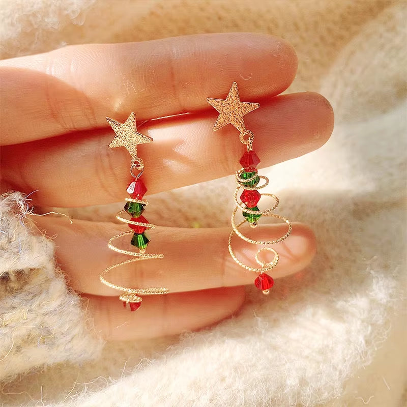 New Trendy Statement Christmas Tree Earrings for Women Santa Claus Snowman Drop Earrings Jewelry Girls Christmas Gifts Wholesale