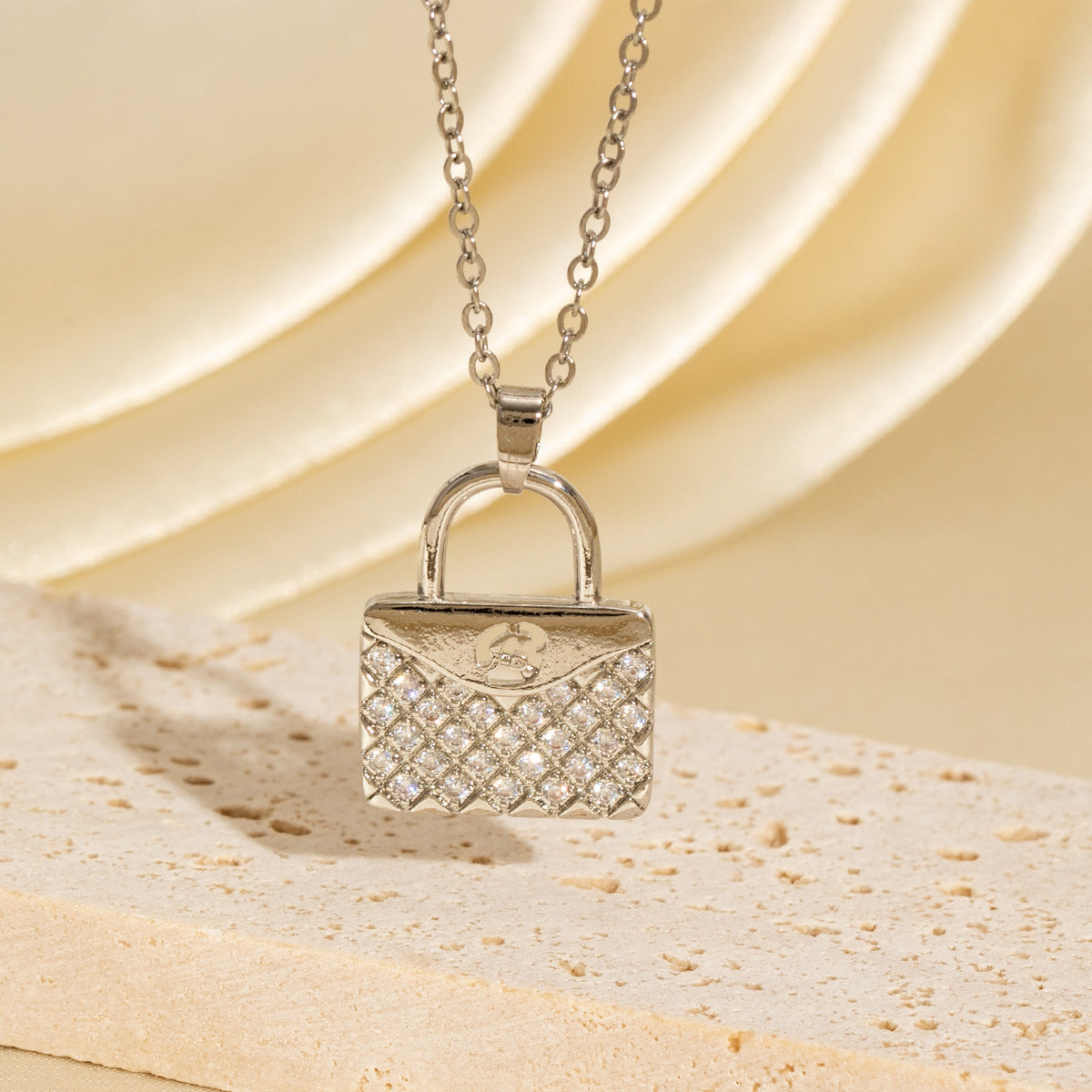 Zircon Handbag Pendant Necklace