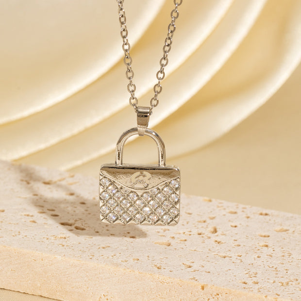 Zircon Handbag Pendant Necklace