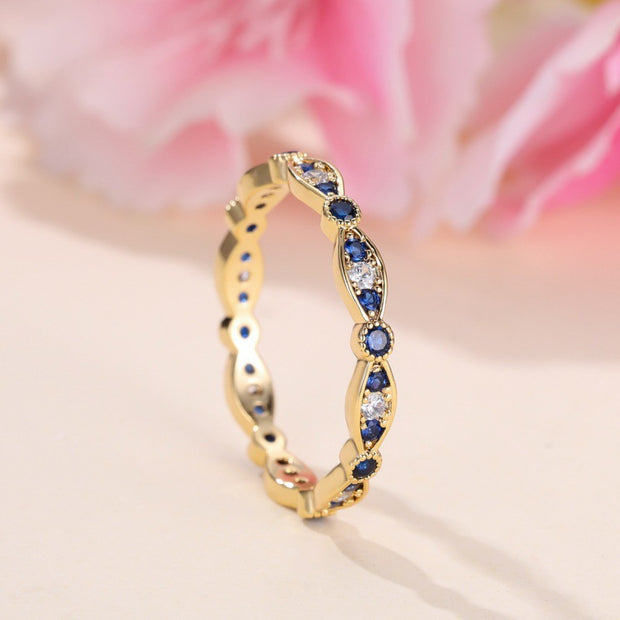 Royal Blue & White Diamond Ring