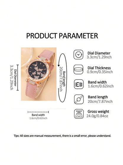 5Pcs Cute White Silicone Watch Girls Quartz Watch Necklace Bracelet Earrings Jewelry Jewelry Set Halloween Gift Christmas Gift Friends the Best Choice