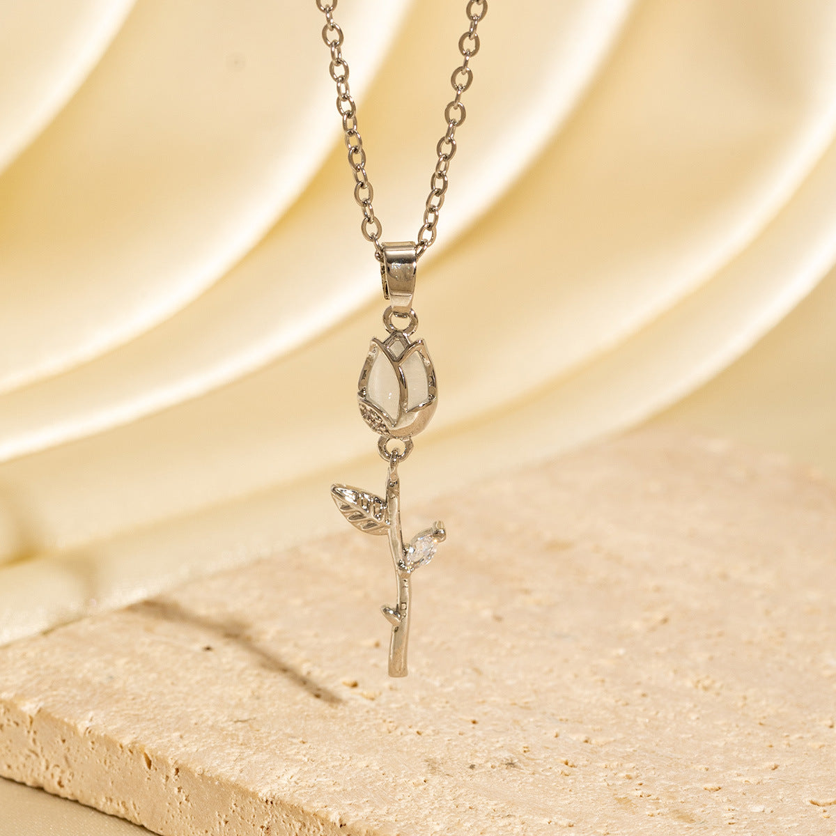 Zircon Tulip Flower Necklace