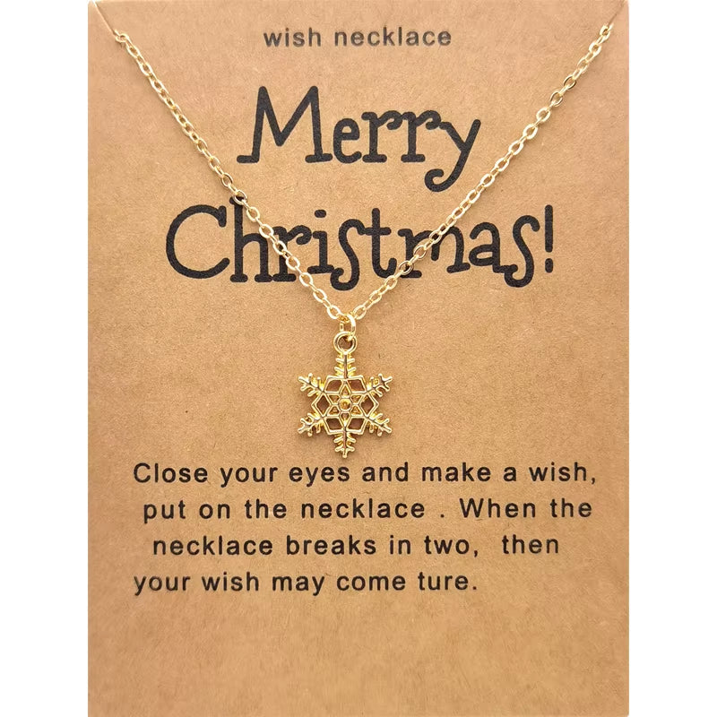 Promotion Christmas Santa Crutch Boots Christmas Tree Reindeer Snowflake Necklace Christmas Card Necklace Gift for Women