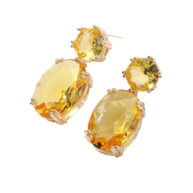 Oval Rhinestone Drop Earrings
