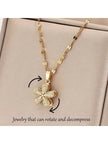 1Pc Copper & Cubic Zirconia Plum Blossom Shaped Rotatable Women'S Fashion Necklace