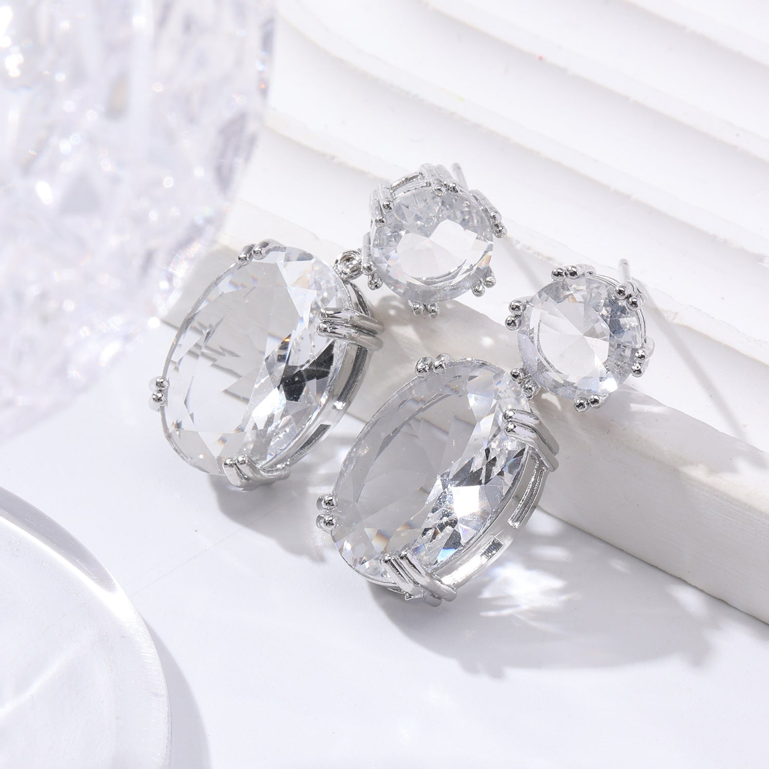 Oval Rhinestone Drop Earrings