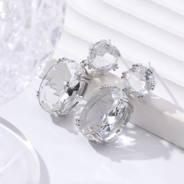 Oval Rhinestone Drop Earrings