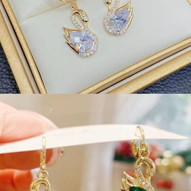 Sweet Rhinestone Swan Earrings Ins Fashion Earrings for Women Jewelry