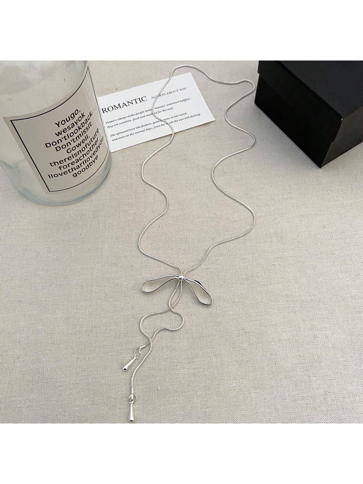 1Pc Geometric Charm Y Lariat Necklace, Stainless Steel Jewelry