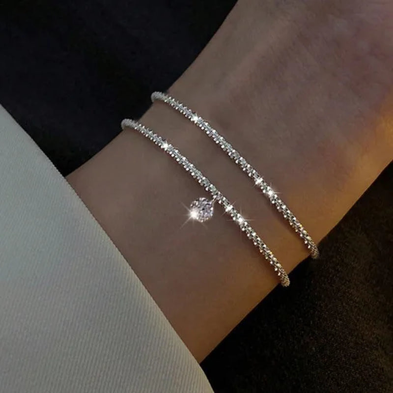 925 Sterling Silver Zircon Bracelets for Women Vintage Luxury Butterfly Adjustable Chain Bracelets Shiny Party Wedding Jewelry