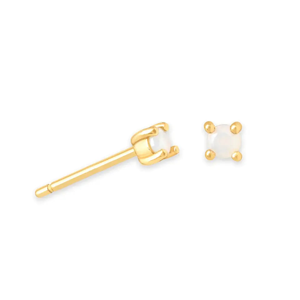 18K Gold Plated 925 Silver Birthstone Stud Earrings - Mini Colored Zircon